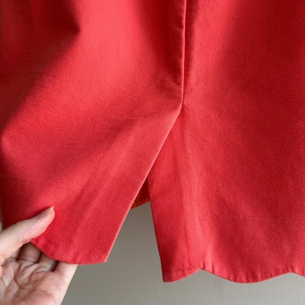 J. By J. Crew Coral Salmon Solid Pencil Skirt with Scalloped Hem, Size 4